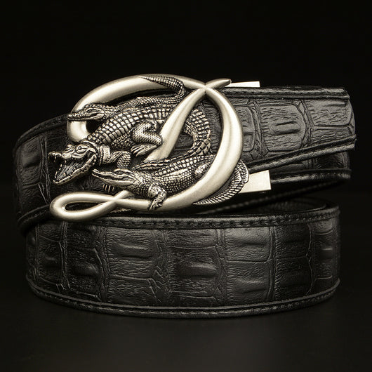 Cinturón de Cuero Genuino para Hombre con Hebilla Cocodrilo Automática - Image 18