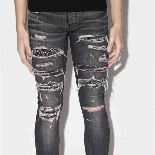 Jeans Gris Vintage Desgastado High Street Hipster