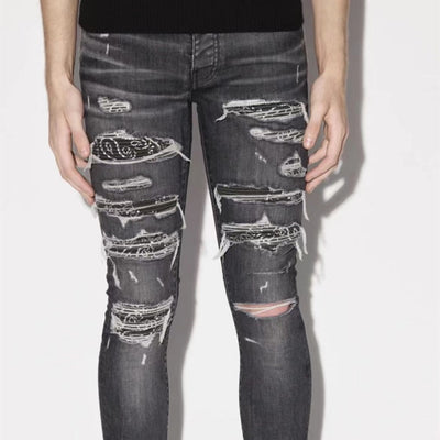 Jeans Gris Vintage Desgastado High Street Hipster