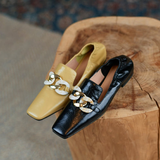 Mocasines de Tacón en Cuero Charol para Mujer
