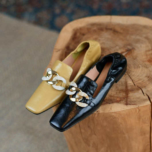 Mocasines de Tacón en Cuero Charol para Mujer