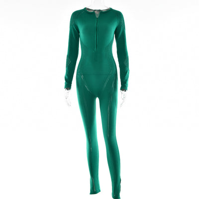 Jumpsuit Tejido a Rayas de Manga Larga para Mujer - Versátil y Elegante - Image 3