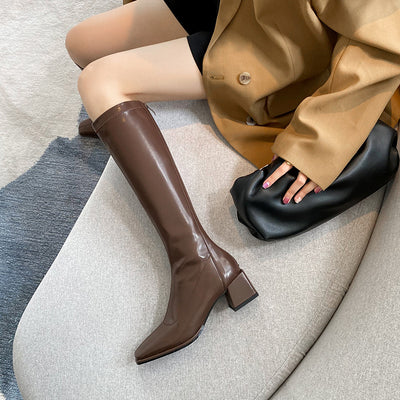 Botas Altas para Mujer con Tacón Grueso y Punta Cuadrada - Efecto Piernas Estilizadas - Image 7