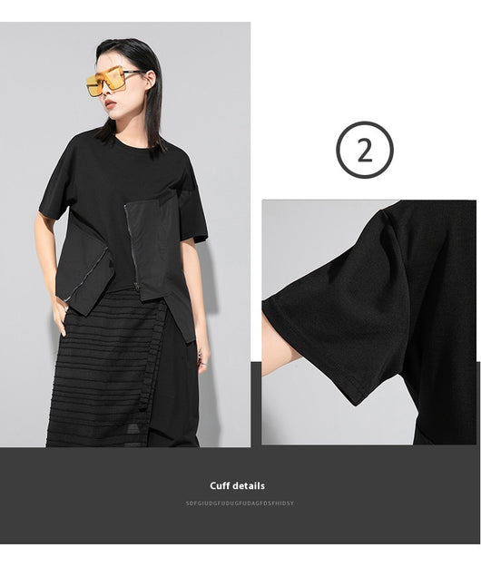 Camiseta Manga Corta con Costuras Decorativas y Diseño Irregular - Image 13