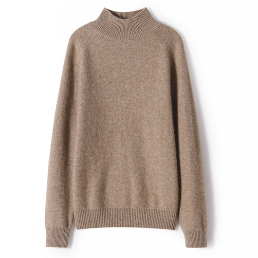Suéter Base de Cashmere Cuello Alto Corto Holgado Color Sólido - Image 11
