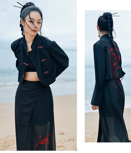 Blazer Corto Patchwork Cintura Alta Efecto Reductor - Image 9