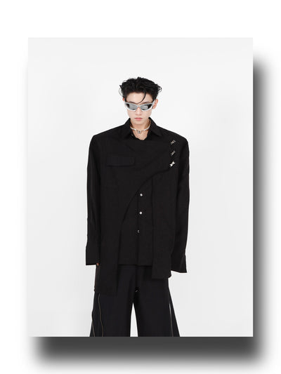 Camisa Acolchada de Manga Larga con Hombros Reforzados y Detalles Metálicos - Image 21