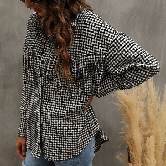 Camisa Cuadros Pata de Gallo Manga Larga Otoño Invierno Mujer - Image 2