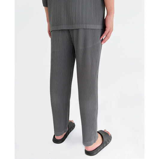 Pantalones Casuales de Hombre con Cintura Elástica y Pliegues - Colores Sólidos Verano - Image 5