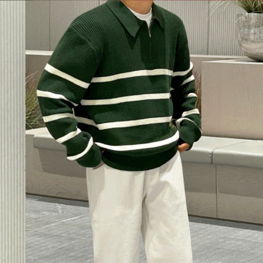 Chaqueta Suéter Hombre Cuello Medio Cierre Ajuste Relajado - Image 11