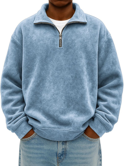 Sudadera Oversized Vintage con Cierre de Medio Cuello para Hombre - Image 16