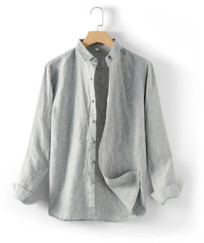 Camisa de Lino Suelta Manga Larga Solapa Casual - Image 19