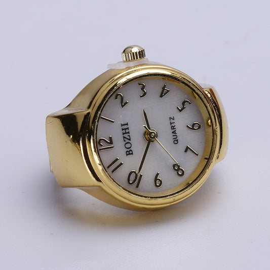 Reloj de Moda Digital Anillo Disco Oro y Blanco