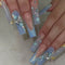 Uñas Postizas de Larga Duración Estilo Europeo y Americano en Azul