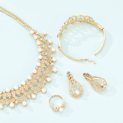 Juego de Collar y Aretes de Aleación Elegante - 4 Piezas - Image 8