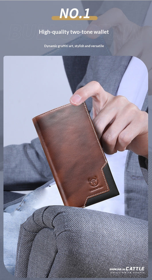Billetera Bifold de Cuero Engrasado Premium para Hombre - Capacidad Grande - Image 9
