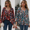 Blusa Floral Suelta Manga Larga Escote en V
