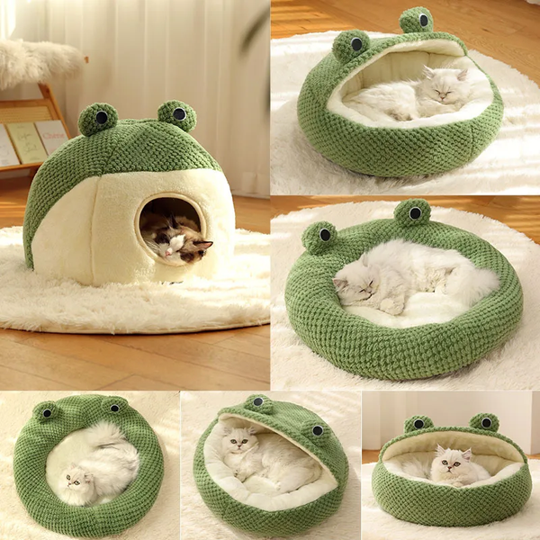 Cama Térmica para Mascotas Pequeñas - Nido Acogedor Serie Ranita con Funda Extraíble