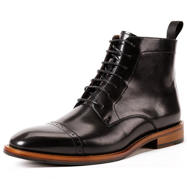 Botas Altas de Cuero para Hombre con Cordones Estilo Británico