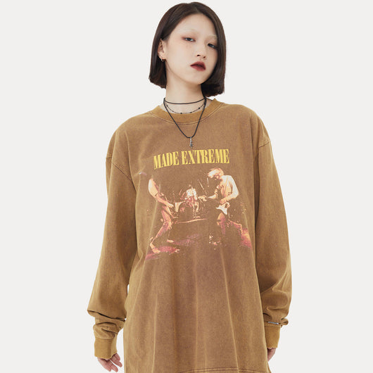 Playera Manga Larga Estampado Vintage Rock para Parejas - Image 3