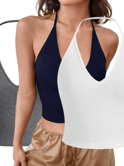 Set de 3 Tops Cortos Halter Backless para Verano