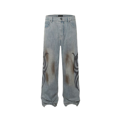 Jeans de Diseño Industrial Americano con Lavado Pesado