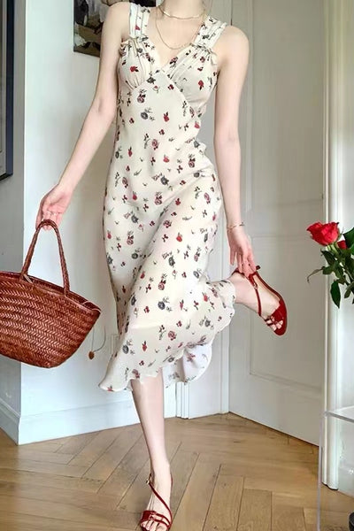 Vestido Floral Fruncido Estilo Xiangang - Diseño Puro y Elegante - Image 11