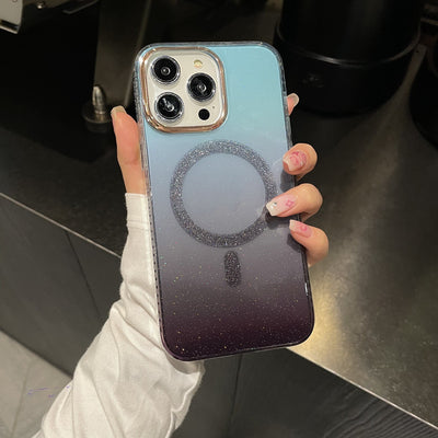 Funda Magnética para Teléfono con Degradado Glitter y Borde Dorado - Image 4