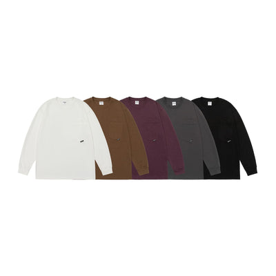 Camiseta Suelta de Cuello Redondo Manga Larga Básica para Hombre - Image 4