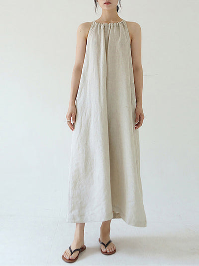 Vestido de Algodón y Lino con Hombros Descubiertos y Amarre Suelto - Image 2