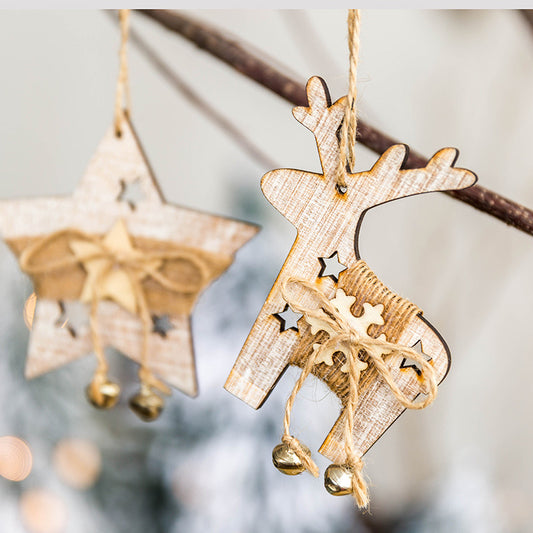 Adorno Navideño Pequeño - Árbol, Estrella y Reno en Madera