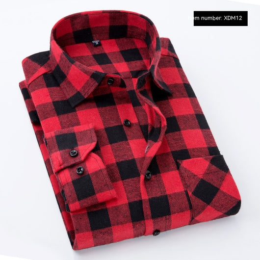 Camisa Casual de Cuadros con Textura Brushed para Hombre - Image 11