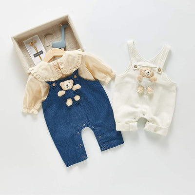 Pantalones de Bebé Unisex con Tirantes y Mangas Largas en Denim - Image 12