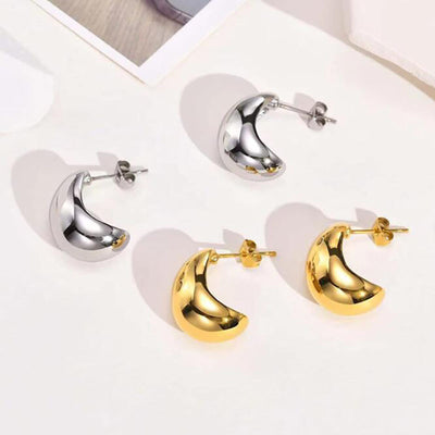 Aretes de Lujo Minimalista con Gota de Metal - Image 4