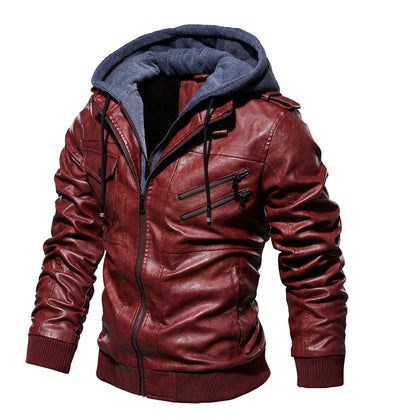 Chaqueta de Cuero PU con Capucha para Hombre - Image 17