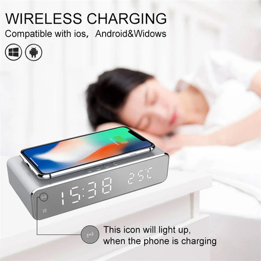 Reloj Despertador LED con Cargador Inalámbrico, Espejo HD y Termómetro - Image 14