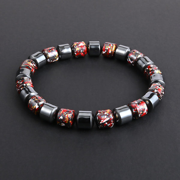 Pulsera Elástica de Piedra Negra Natural para Hombre
