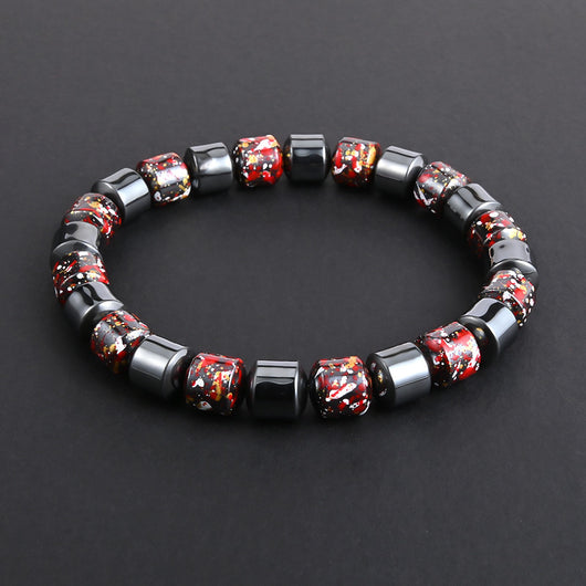 Pulsera Elástica de Piedra Negra Natural para Hombre