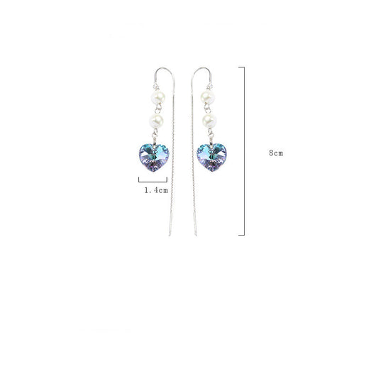 Aretes de Moda Femenina con Perlas de Cristal en Forma de Corazón - Image 7