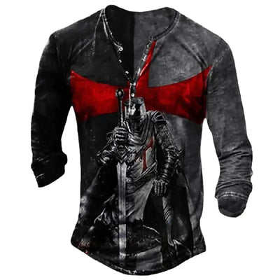 Camiseta Manga Larga para Hombre con Botones de Solapa Abierta e Impresión Digital - Image 40