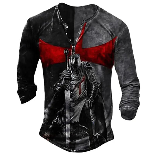 Camiseta Manga Larga para Hombre con Botones de Solapa Abierta e Impresión Digital - Image 40