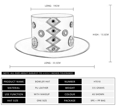 Sombrero Punk de Plataforma con Remaches para Actuaciones en Escena - Image 8