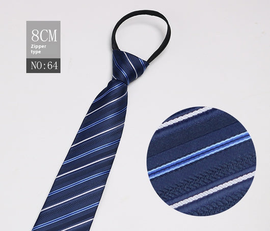 Corbata Negra Rayada Azul con Cierre Rápido - Corbata Ejecutiva Lazy Zip - Image 65