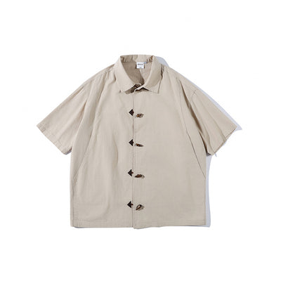 Camisa Manga Corta Hombre Estilo Chino con Cierre de Hebilla - Image 11