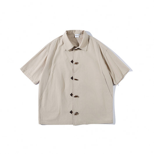 Camisa Manga Corta Hombre Estilo Chino con Cierre de Hebilla - Image 11