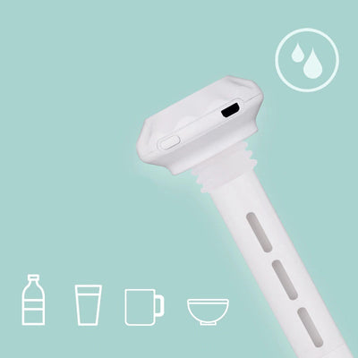 White USB humidifier with a long body, flat top, two cotton swabs, and an instruction manual on a white background. - Image 9