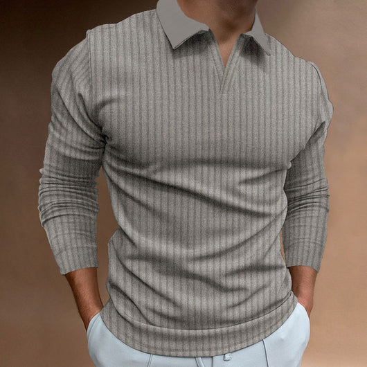Camisa Casual Ejecutiva de Manga Larga con Solapa - Colores Sólidos para Hombre - Image 4