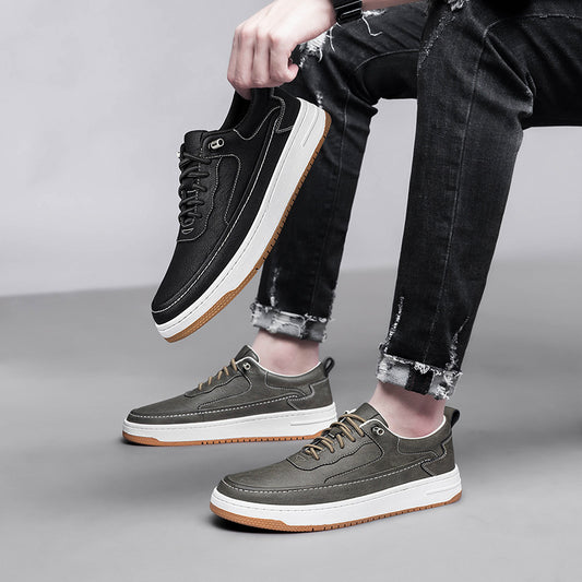 Zapatos Casuales de Cuero Genuino con Suela Gruesa - Diseño Retro Artesanal