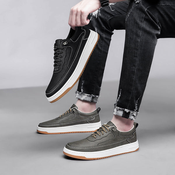 Zapatos Casuales de Cuero Genuino con Suela Gruesa - Diseño Retro Artesanal