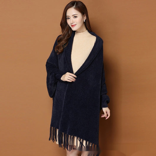 Chal Grueso de Invierno con Mangas de Visón Sintético - Bufanda Clásica para Mujer - Image 7